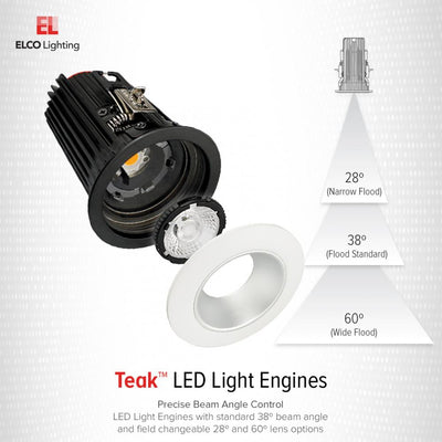 Elco 2 Round Reflector Teak LED Light Engine - Multiple Finishes/Color Temperatures - Sonic Electric