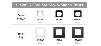 Elco 2" Square Flexa Interchangeable Reflector Trims - Multiple Finishes - Sonic Electric