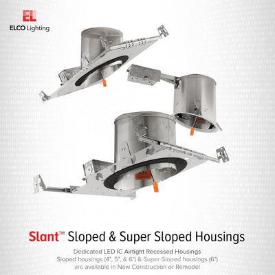 Elco 24W 5" LED IC Airtight Sloped Ceiling Single Wall New Construction Housing - Sonic Electric