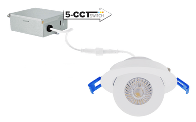 Elco 6W 120V 3" Round Adjustable Eyeball Downlight with 5-CCT Switch - 450 Lumens