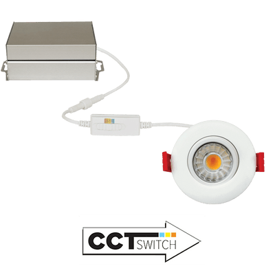 Elco 8W 120V 3" Ultra Slim LED Gimbal Light with 5-CCT Switch - 600 Lumens - Sonic Electric
