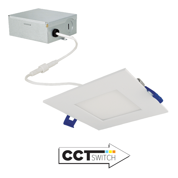 Elco Panel de luz LED cuadrado ultradelgado de 9 W, 120 V, 4 pulgadas,