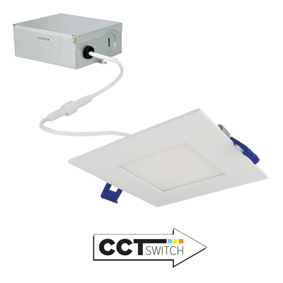 Elco 9W 120V 4" Ultra Slim LED Square Panel Light with 5-CCT Switch - 550 Lumens
