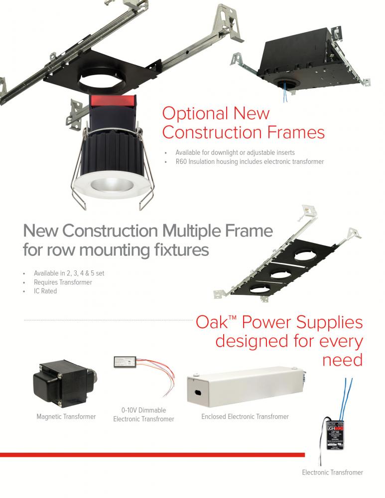 Elco New Construction Multiple Frame for Oak™ Recessed Downlight - Sonic Electric