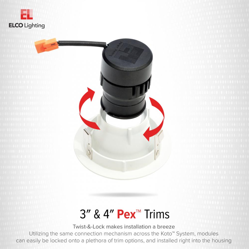 Elco Pex™ 3″ Round Adjustable Slot Aperture Trim for Koto™ System - ELK3620W, White - Sonic Electric