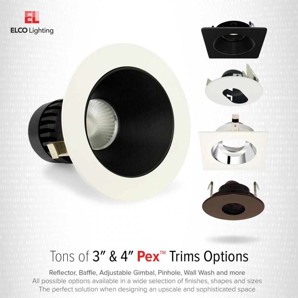 Elco Pex™ 3″ Round Adjustable Slot Aperture Trim for Koto™ System - ELK3620W, White - Sonic Electric