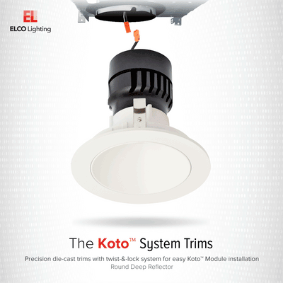 Elco Pex 4 Round Deep Reflector Trim for Koto System ELK4118BB - Black - Sonic Electric