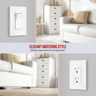 Enerlites 1-Gang Screwless Decorator Wall Plate Safety Cover - SI8831-W - Sonic Electric