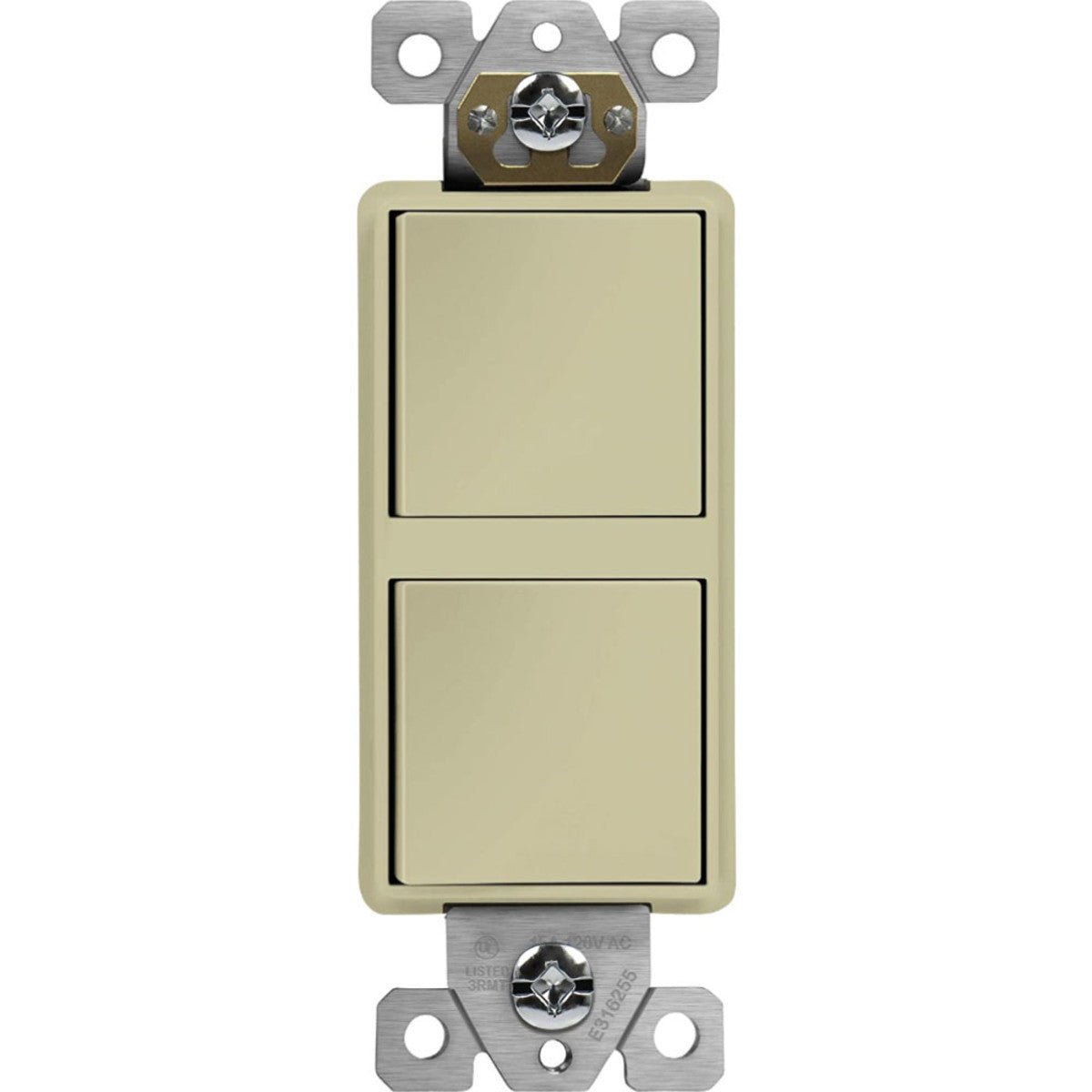 Enerlites 15 Amp 120-277V Single Pole Dual Rocker Light Switch - Ivory - Sonic Electric