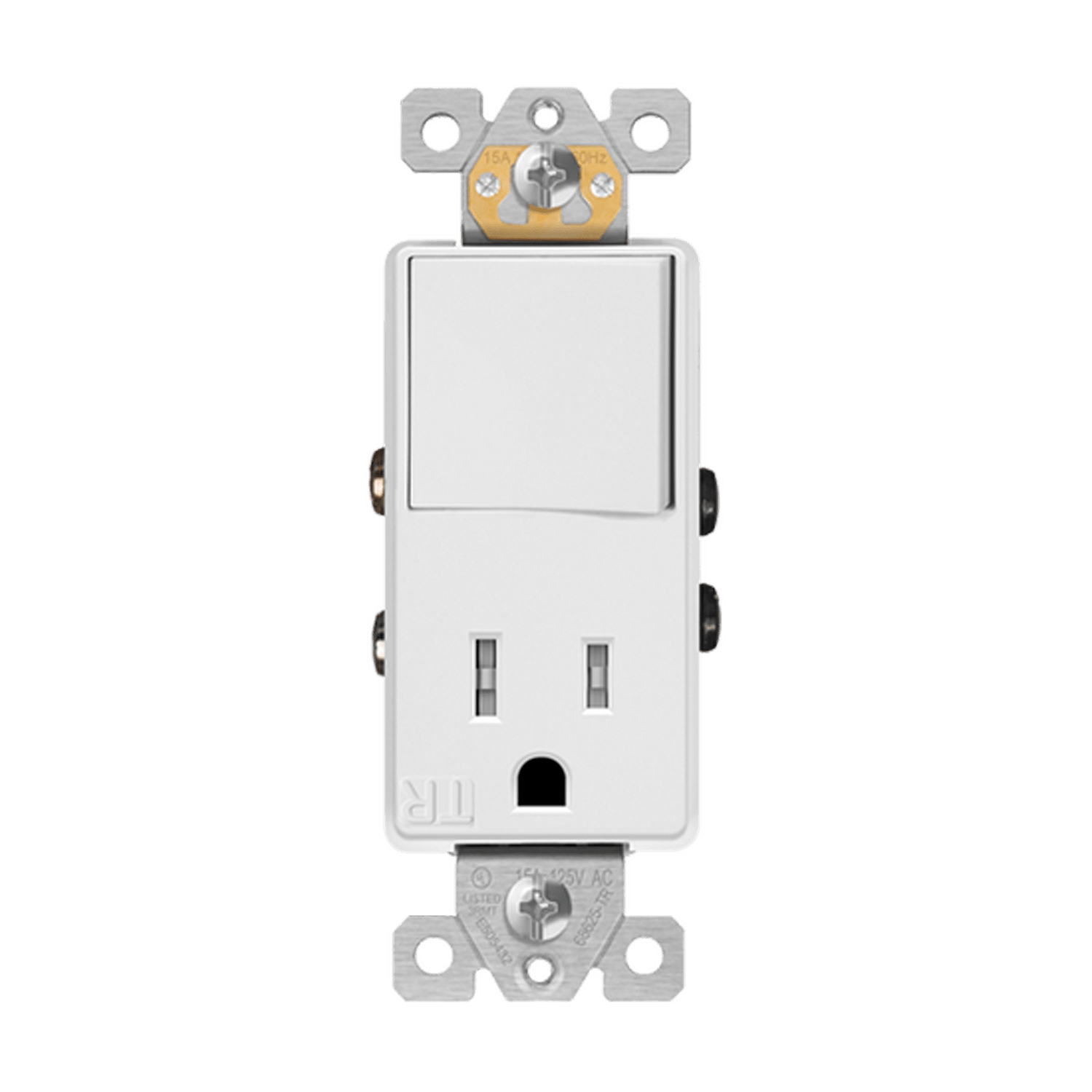 Enerlites 15 Amp Single Pole Tamper Resistant Combination Receptacle and Light Switch - White - Sonic Electric