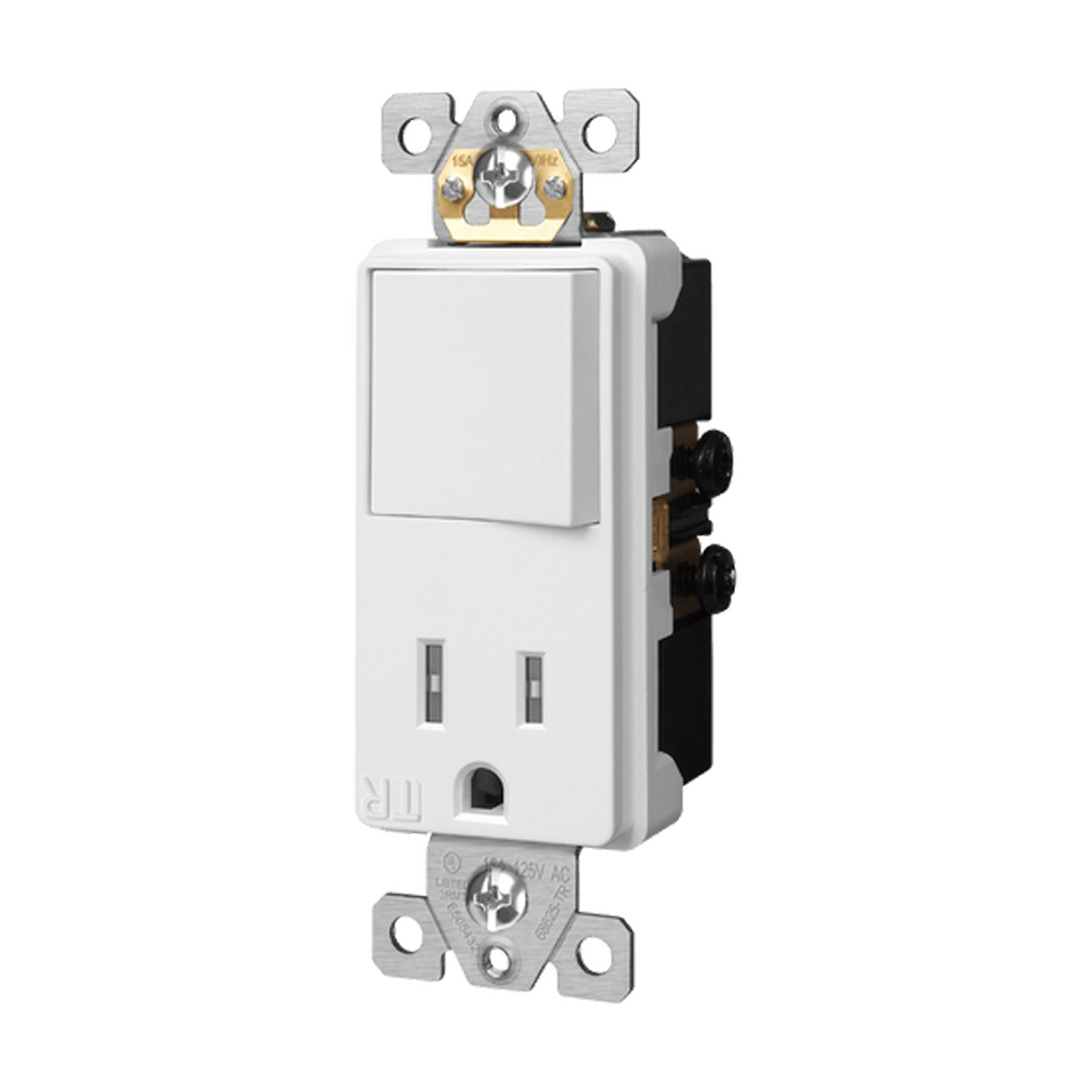 Enerlites 15 Amp Single Pole Tamper Resistant Combination Receptacle and Light Switch - White - Sonic Electric
