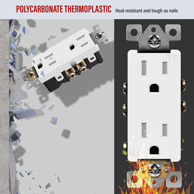 Enerlites 15 Amp Tamper Resistant Decora Receptacle Outlet - 61501-TR-W - Sonic Electric
