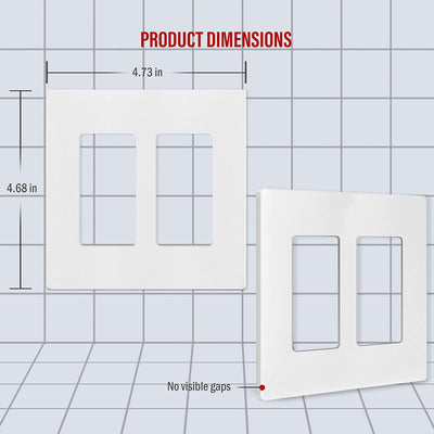 Enerlites 2-Gang Screwless Decorator Wall Plate Safety Cover - SI8832-W - Sonic Electric