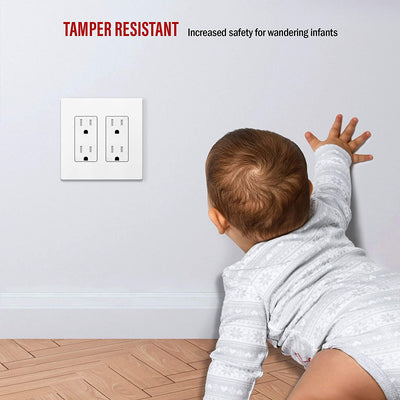 Enerlites 2-Gang Screwless Decorator Wall Plate Safety Cover - SI8832-W - Sonic Electric