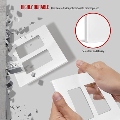 Enerlites 2-Gang Screwless Decorator Wall Plate Safety Cover - SI8832-W - Sonic Electric