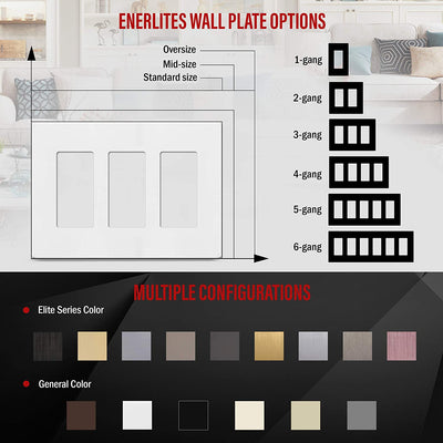 Enerlites 3-Gang Screwless Decorator Wall Plate Safety Cover - SI8833 - Sonic Electric