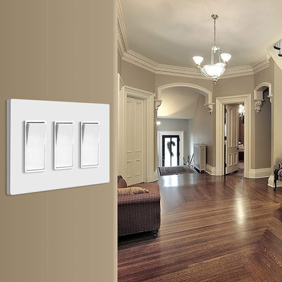 Enerlites 3-Gang Screwless Decorator Wall Plate Safety Cover - SI8833 - Sonic Electric