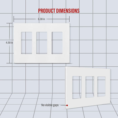 Enerlites 3-Gang Screwless Decorator Wall Plate Safety Cover - SI8833 - Sonic Electric