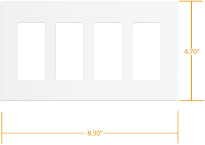Enerlites 4-Gang Screwless Decorator Wall Plate Safety Cover - SI8834-W - Sonic Electric