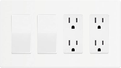 Enerlites 4-Gang Screwless Decorator Wall Plate Safety Cover - SI8834-W - Sonic Electric