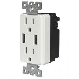 Enerlites 61501-TR2USB2 2.1A USB Charger w/ 15A Tamper Resistant Duplex Receptacle - Sonic Electric