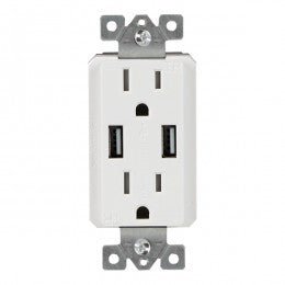 Enerlites 61501-TR2USB2 2.1A USB Charger w/ 15A Tamper Resistant Duplex Receptacle - Sonic Electric