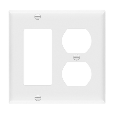 Enerlites Combination Two-Gang Wall Plate - Duplex Receptacle and Decorator/GFCI - Sonic Electric