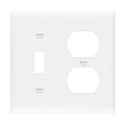 Enerlites Combination Two-Gang Wall Plate - Toggle and Duplex Receptacle - Sonic Electric