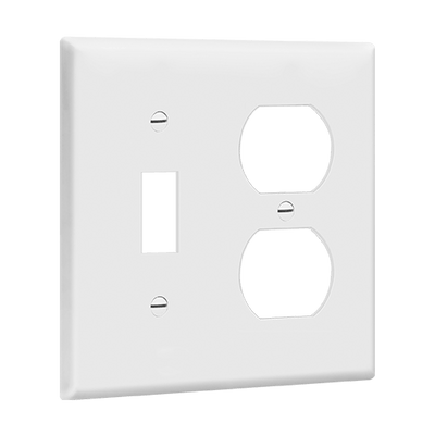 Enerlites Combination Two-Gang Wall Plate - Toggle and Duplex Receptacle - Sonic Electric