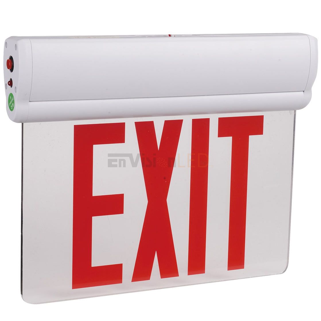 Envision LED Edge Lit Emergency Exit Sign (Double Sided), Red/Green - Sonic Electric