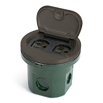 Flush Mounted Round Floor Box, One 15A Duplex, 1 Flip Lid - Sonic Electric