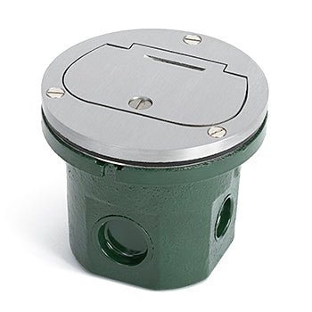 Flush Mounted Round Floor Box, One 15A Duplex, 1 Flip Lid - Sonic Electric