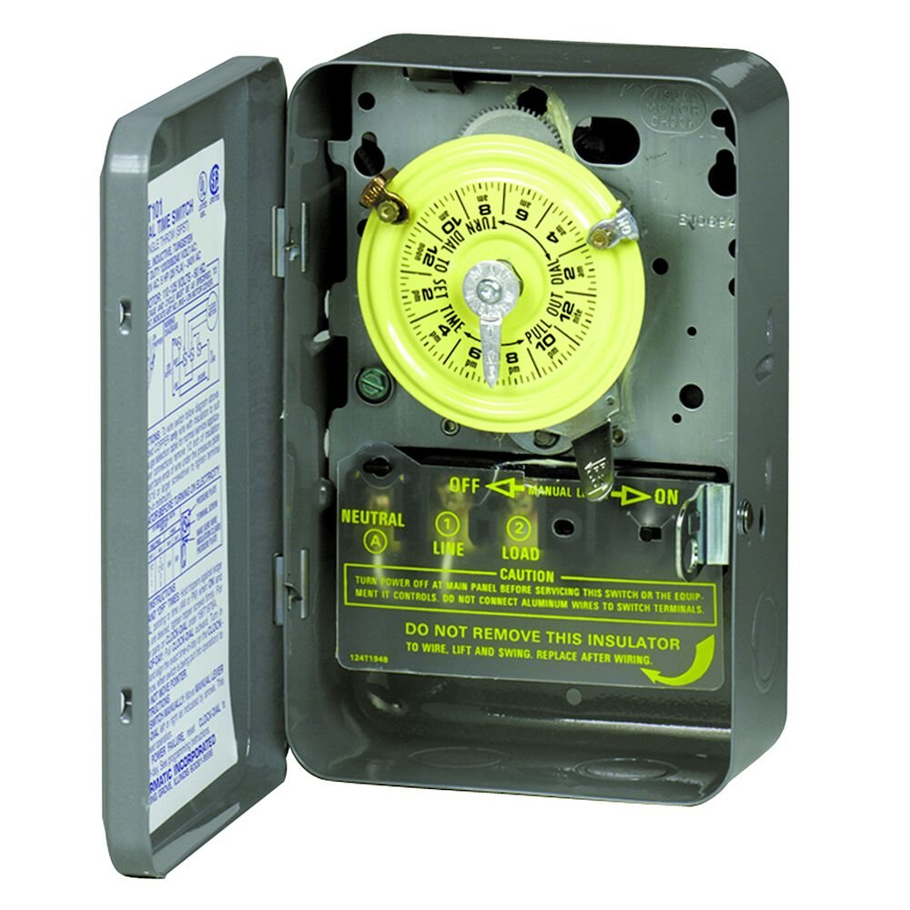 Intermatic 24-Hour Mechanical Time Switch, 120 VAC, 60Hz, DPST, Indoor Metal Enclosure, 1 Hour Interval - Sonic Electric