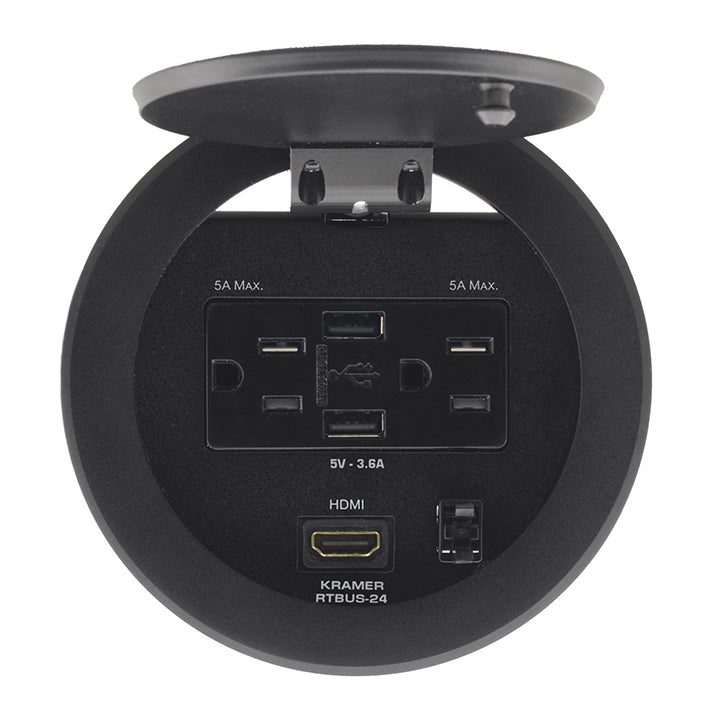 Kramer RTBUS-24 Round Conference Table Box-2 Power, 2 Charging USB, 1 HDMI - Sonic Electric