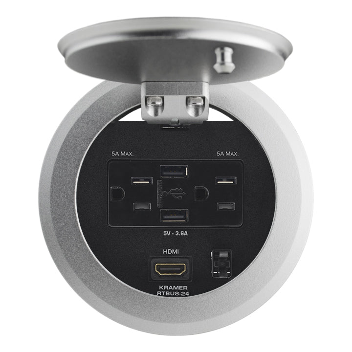 Kramer RTBUS-24 Round Conference Table Box-2 Power, 2 Charging USB, 1 HDMI - Sonic Electric