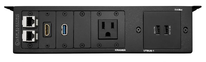 Kramer UTBUS-1 Conference Table Box- 1 Power, 2 Charging USB, 1 HDMI, 1 USB 3.0, 2 Cat6, 1 blank plate - Sonic Electric