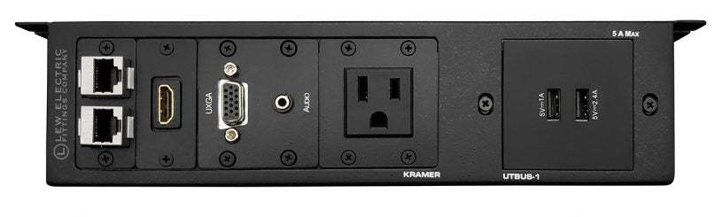 Kramer UTBUS-1 Conference Table Box- 1 Power, 2 Charging USB, 1 HDMI, 1 VGA, 1 Audio, 2 Cat6 - Sonic Electric