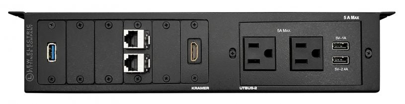 Kramer UTBUS-2 Conference Table Box-2 Power, 2 Charging USB, 1 HDMI, 2 Cat6, 1 USB 3.0, 3 blank plates - Sonic Electric