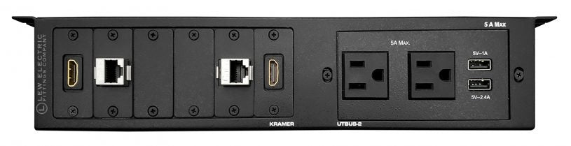 Kramer UTBUS-2 Conference Table Box-2 Power, 2 Charging USB, 2 HDMI, 2 Cat6, 2 blank plates - Sonic Electric