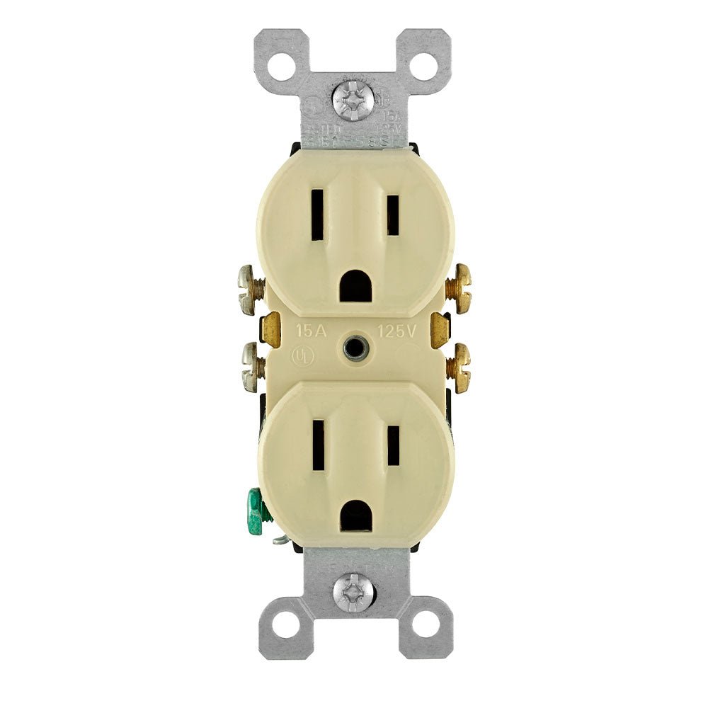 Leviton 15 Amp Duplex Outlet/Receptacle, Contractor Pack, Grounding, Ivory - Sonic Electric