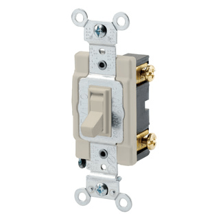 Leviton 20 Amp, 120/277 Volt, Toggle Framed Single-Pole AC Quiet Switch - Sonic Electric