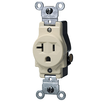 Leviton 20 Amp Single Receptacle/Outlet, Commercial Grade - Sonic Electric