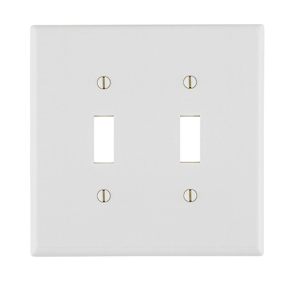 Leviton 88009 2-Gang Toggle Switch Wallplate, Standard Size, Thermoset, White - Sonic Electric