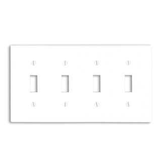 Leviton 88012 4-Gang Toggle Switch Wallplate, Standard Size, Thermoset, White - Sonic Electric