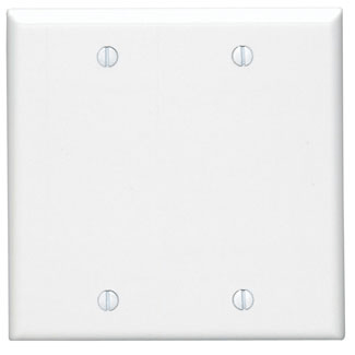 Leviton 88025 2-Gang Blank Wallplate, Standard Size, Thermoset, White - Sonic Electric