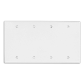Leviton 88064 4-Gang Blank Wallplate, Standard Size, Thermoset, White - Sonic Electric