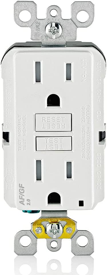 Leviton AGTR1-W SmartlockPro Dual Function AFCI/GFCI Receptacle, Wallplate Included, 15 Amp/125V, White - Sonic Electric