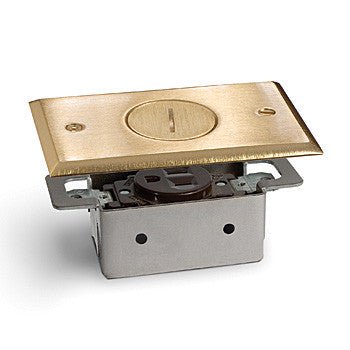 Lew Electric RRP-1-BP Brass Plated Recessed Single Receptacle Floor Plate Assembly - Sonic Electric