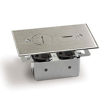 Lew Electric RRP-2-NS Nickel Silver Recessed Duplex 15 AMP Receptacle Floor Plate Assembly - Sonic Electric