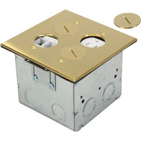 Orbit Adjustable Floor Box Round Plug Type With 1 Duplex Receptacle & 4 Low-voltage 125V AC - Sonic Electric